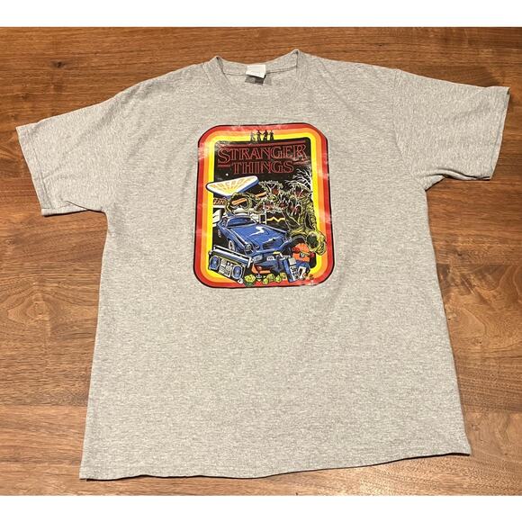 Stranger Things Gray Graphic Tee Port & Company Size Large Netflix 80s - Picture 2 of 6